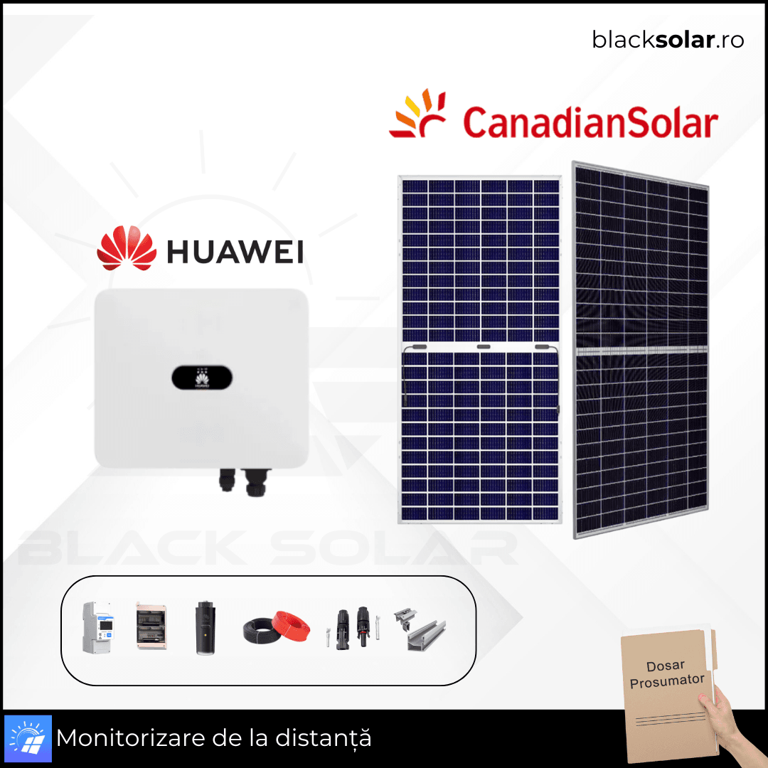 Sistem Fotovoltaic On-Grid Canadian Solar+Huawei Monofazat 5kw