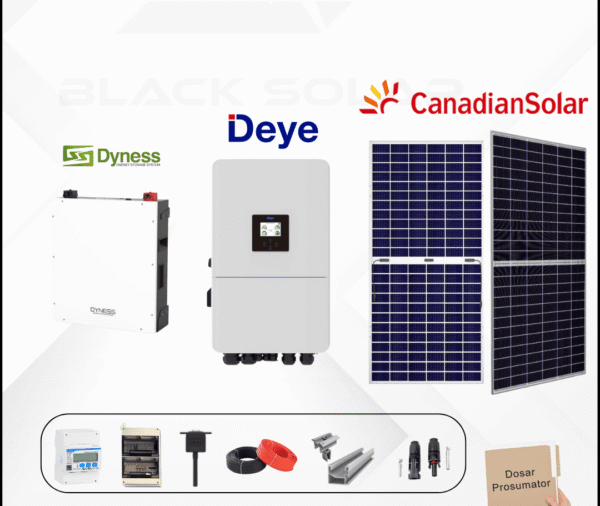 Sistem Fotovoltaic Hibrid Canadian Solar+Deye+Dyness Trifazat 8kw