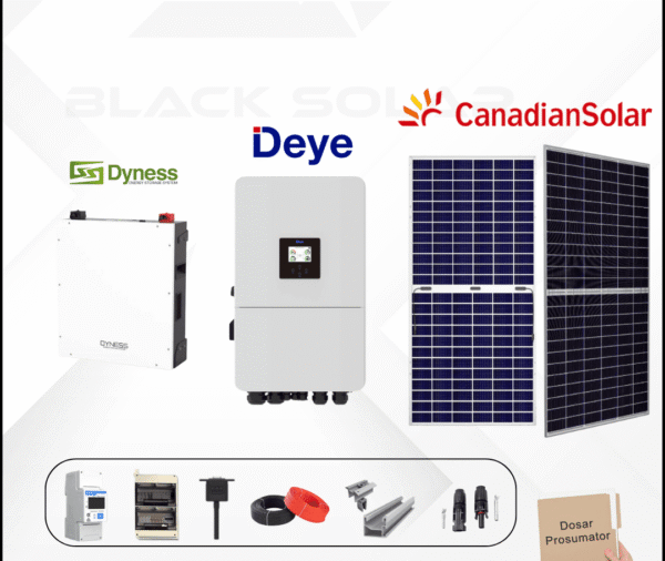 Sistem Fotovoltaic Hibrid Canadian Solar+Deye+Dyness Monofazat 8kw