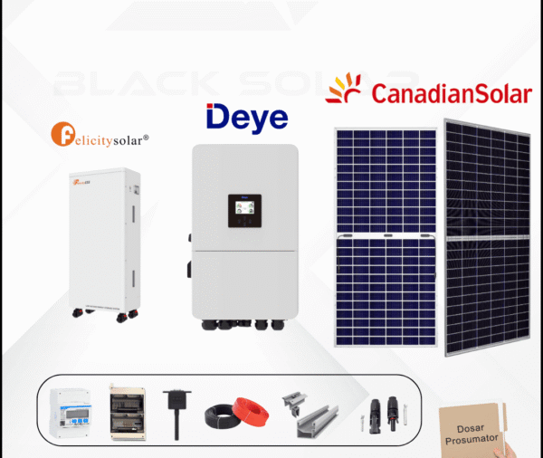 Sistem Fotovoltaic Hibrid Canadian Solar + Deye + Felicity Monofazat 6kw