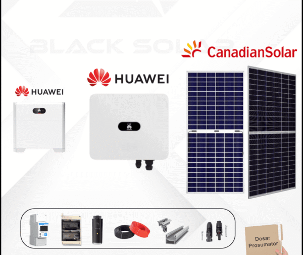 Sistem Fotovoltaic Hibrid Canadian Solar+Huawei+Luna Huawei Monofazat 5kw