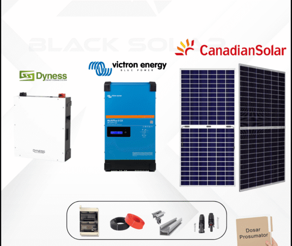 Sistem Fotovoltaic Hibrid Canadian Solar+Victron+Dyness Monofazat 10kw