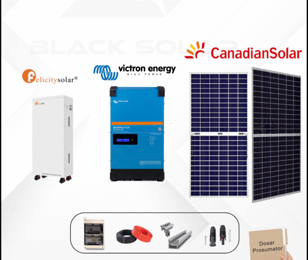 Sistem Fotovoltaic Hibrid Canadian Solar+Victron+Felicity Monofazat 5kw