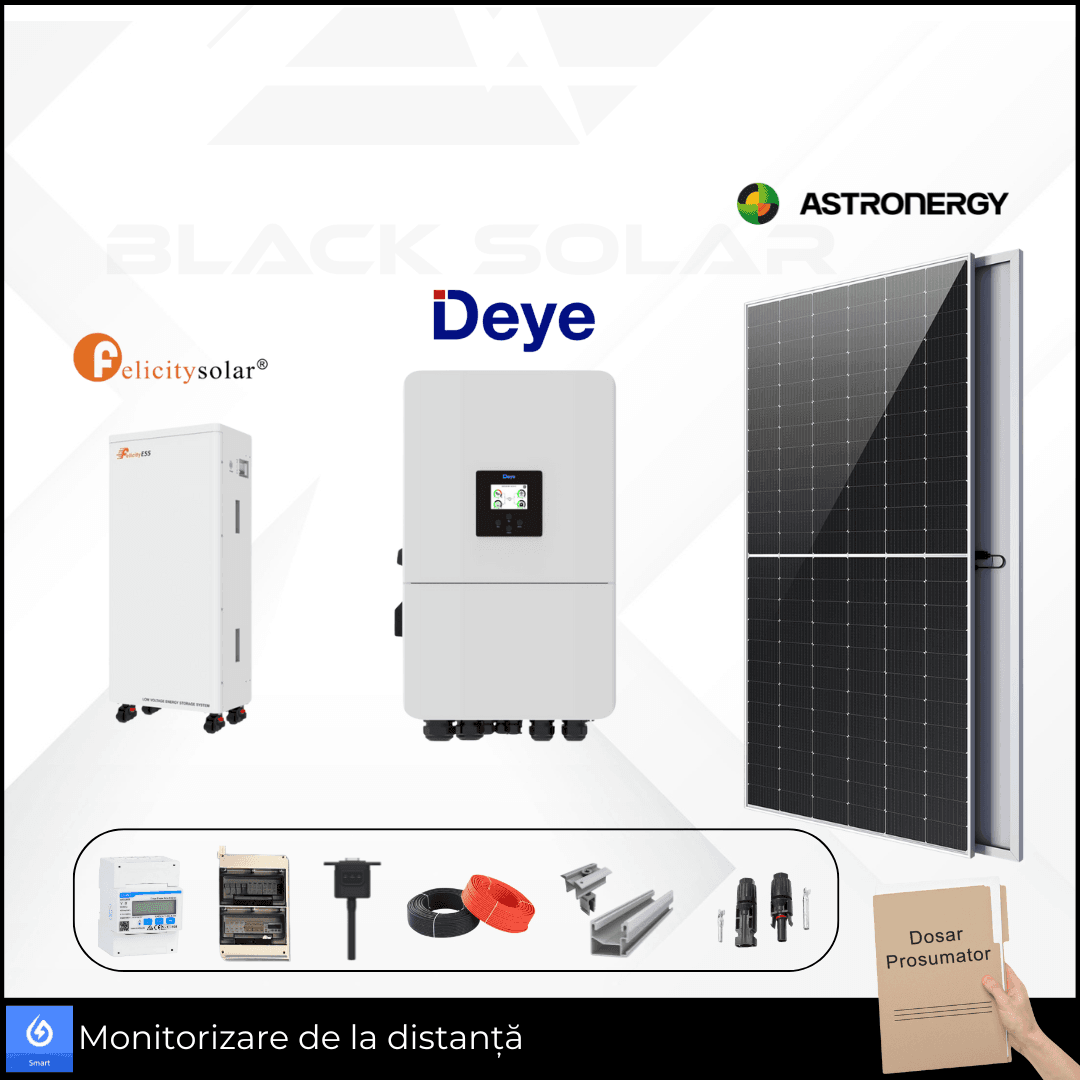 Sistem Fotovoltaic Hibrid Astroenergy+Deye+Felicity Trifazat 10kw