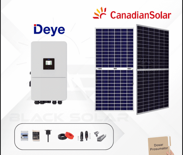 Sistem Fotovoltaic On-Grid Canadian Solar+Deye Trifazat 8kw