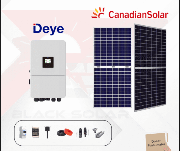 Sistem Fotovoltaic On-Grid Canadian Solar+Deye Monofazat 8kw