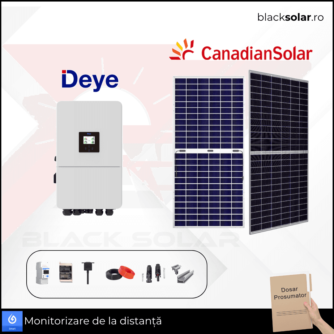 Sistem Fotovoltaic On-Grid Canadian Solar+Deye Monofazat 6kw