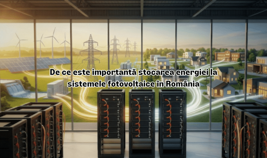 Sistem de stocare a energiei cu baterii conectat la panouri fotovoltaice și rețeaua electrică pentru case din România.