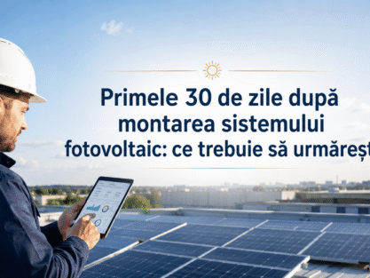Tehnician monitorizând un sistem fotovoltaic în primele 30 de zile după montaj