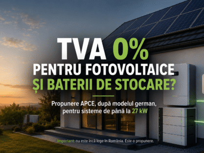 Casă cu panouri fotovoltaice și baterie de stocare, în contextul propunerii de introducere a TVA 0% în România