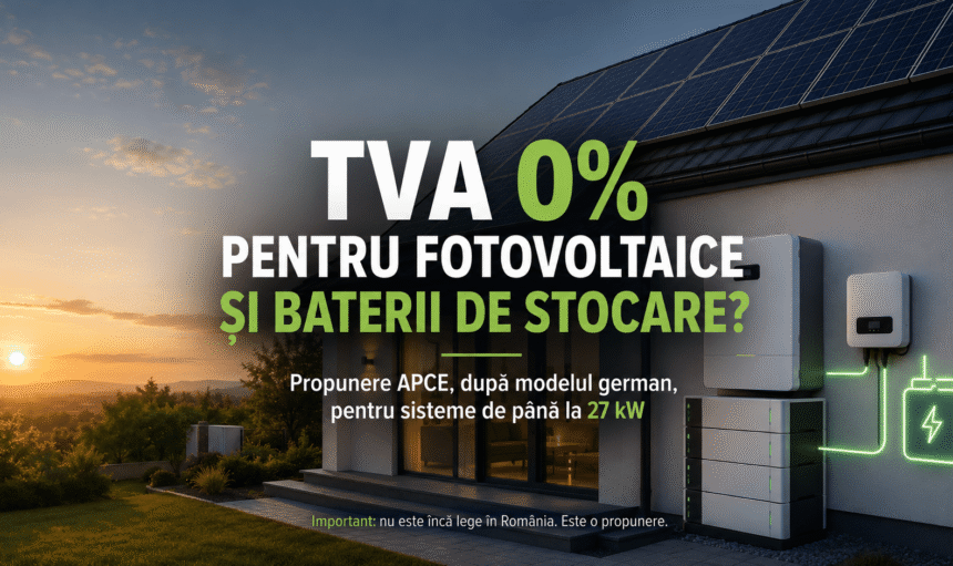 Casă cu panouri fotovoltaice și baterie de stocare, în contextul propunerii de introducere a TVA 0% în România